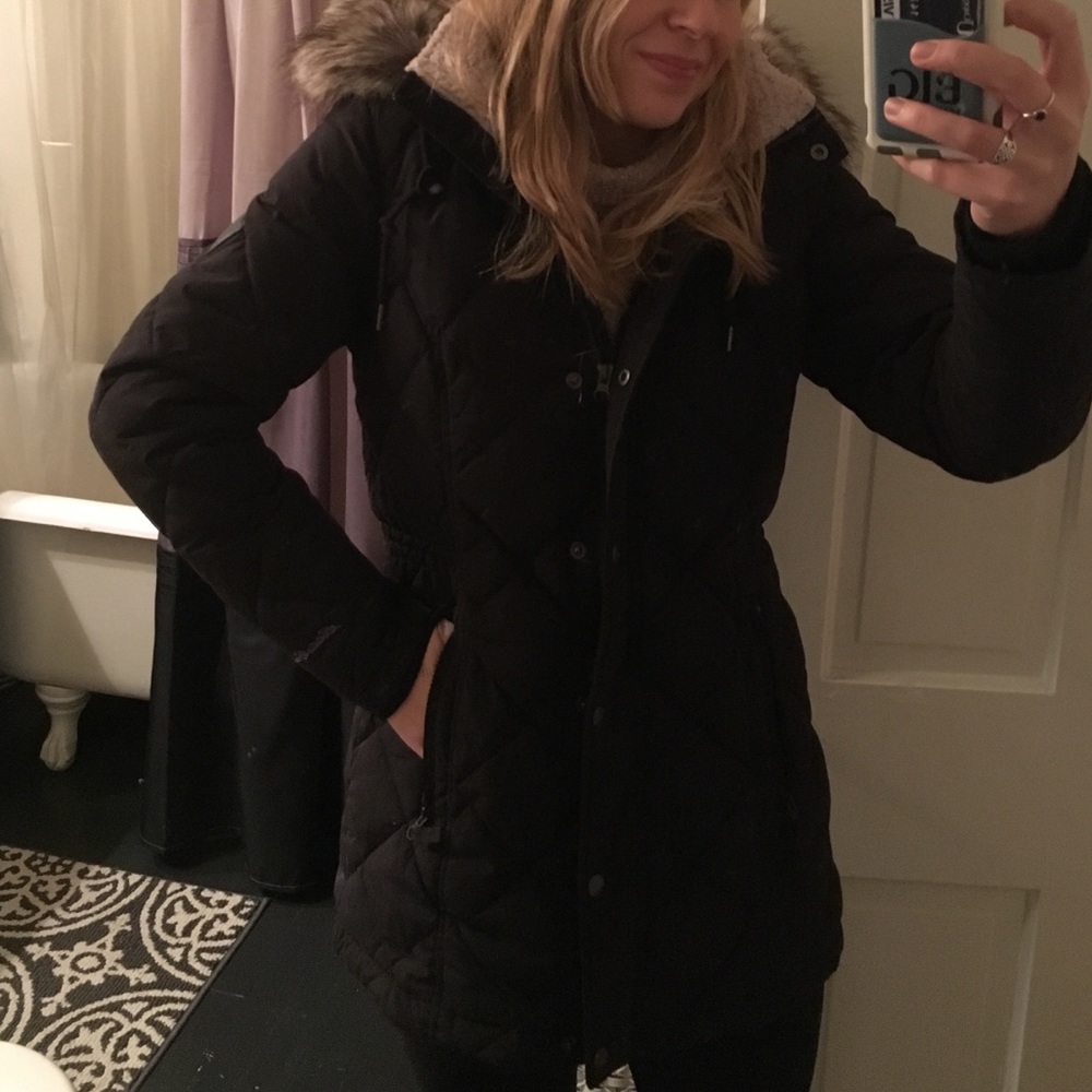 Eddie Bauer Black Parka Utility Winter Jacket Coat